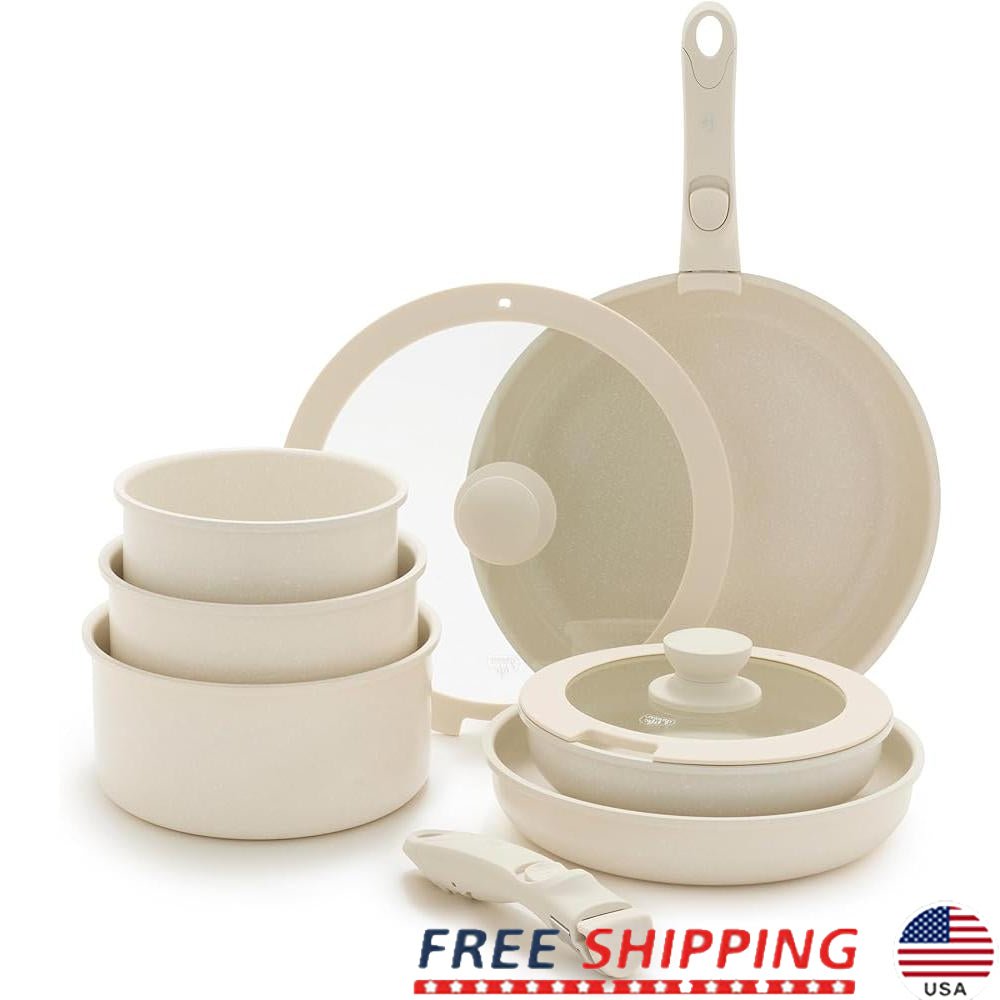 Ceramic Nonstick Cookware Set, Space - Saving & Toxin - Free - Freshmarketz