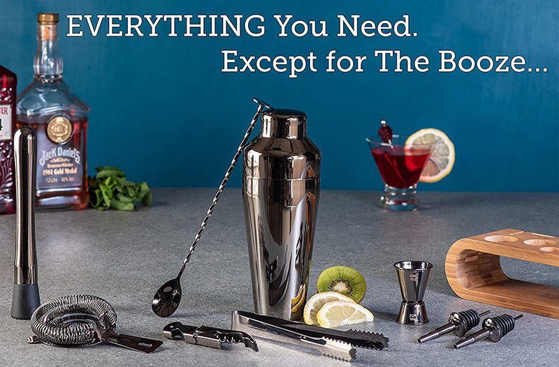 10 - Piece Cocktail Bar Tool Set: Stylish Bamboo Stand Included - Freshmarketz