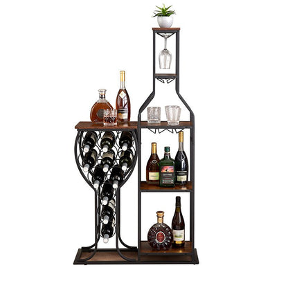 11 - Bottle Wine Rack: 5 - Tier Freestanding with Glass Holder - Freshmarketz