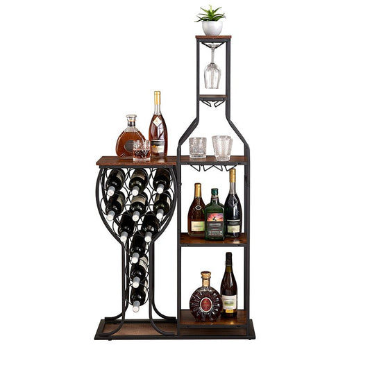 11 - Bottle Wine Rack: 5 - Tier Freestanding with Glass Holder - Freshmarketz