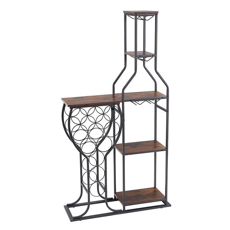 11 - Bottle Wine Rack: 5 - Tier Freestanding with Glass Holder - Freshmarketz
