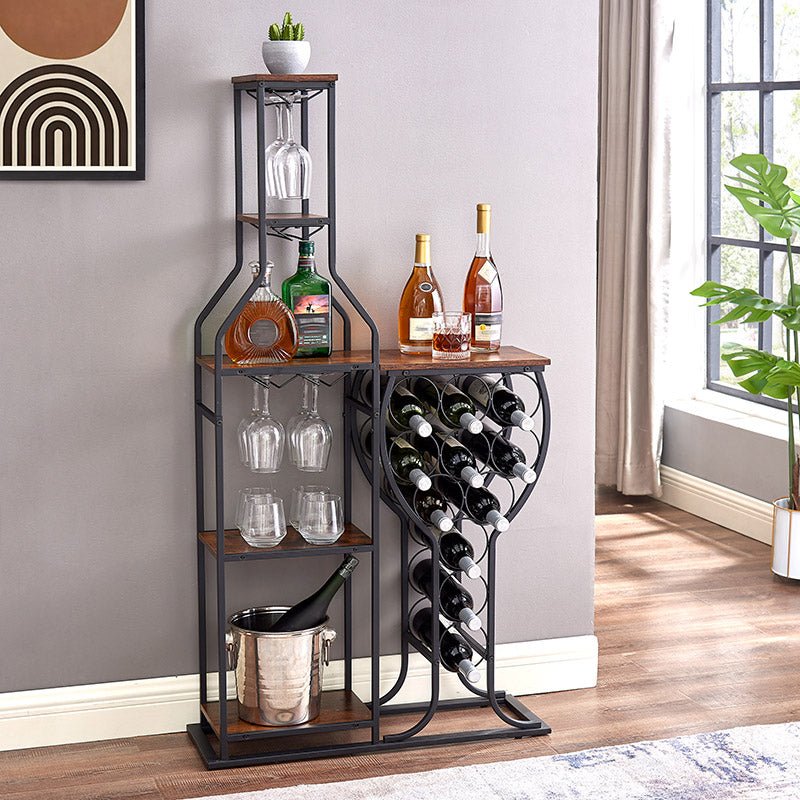 11 - Bottle Wine Rack: 5 - Tier Freestanding with Glass Holder - Freshmarketz