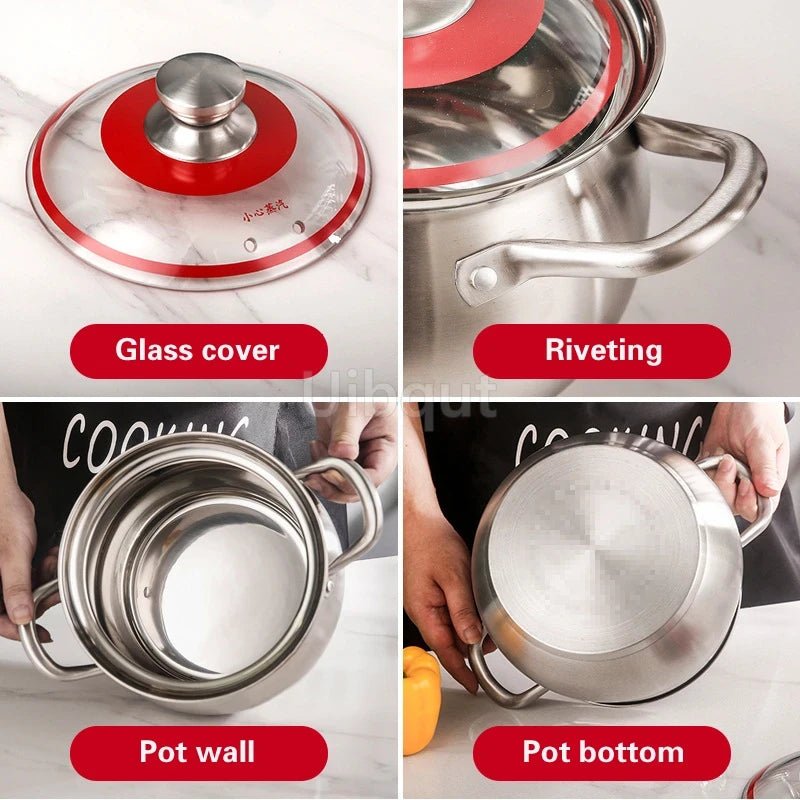 304 Stainless Steel Soup Pot - Induction & Gas Compatible - Freshmarketz