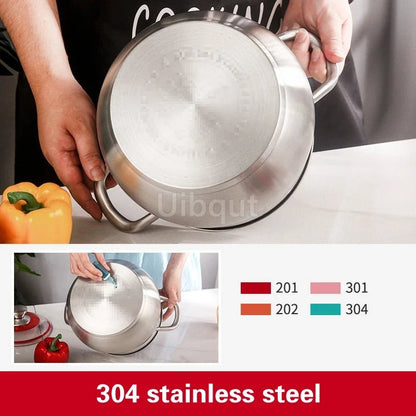 304 Stainless Steel Soup Pot - Induction & Gas Compatible - Freshmarketz