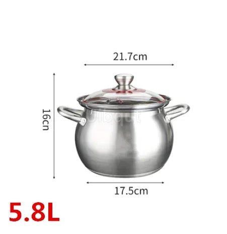304 Stainless Steel Soup Pot - Induction & Gas Compatible - Freshmarketz