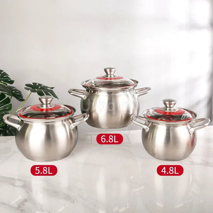 304 Stainless Steel Soup Pot - Induction & Gas Compatible - Freshmarketz