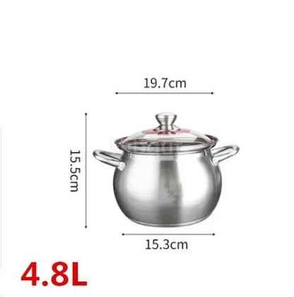 304 Stainless Steel Soup Pot - Induction & Gas Compatible - Freshmarketz
