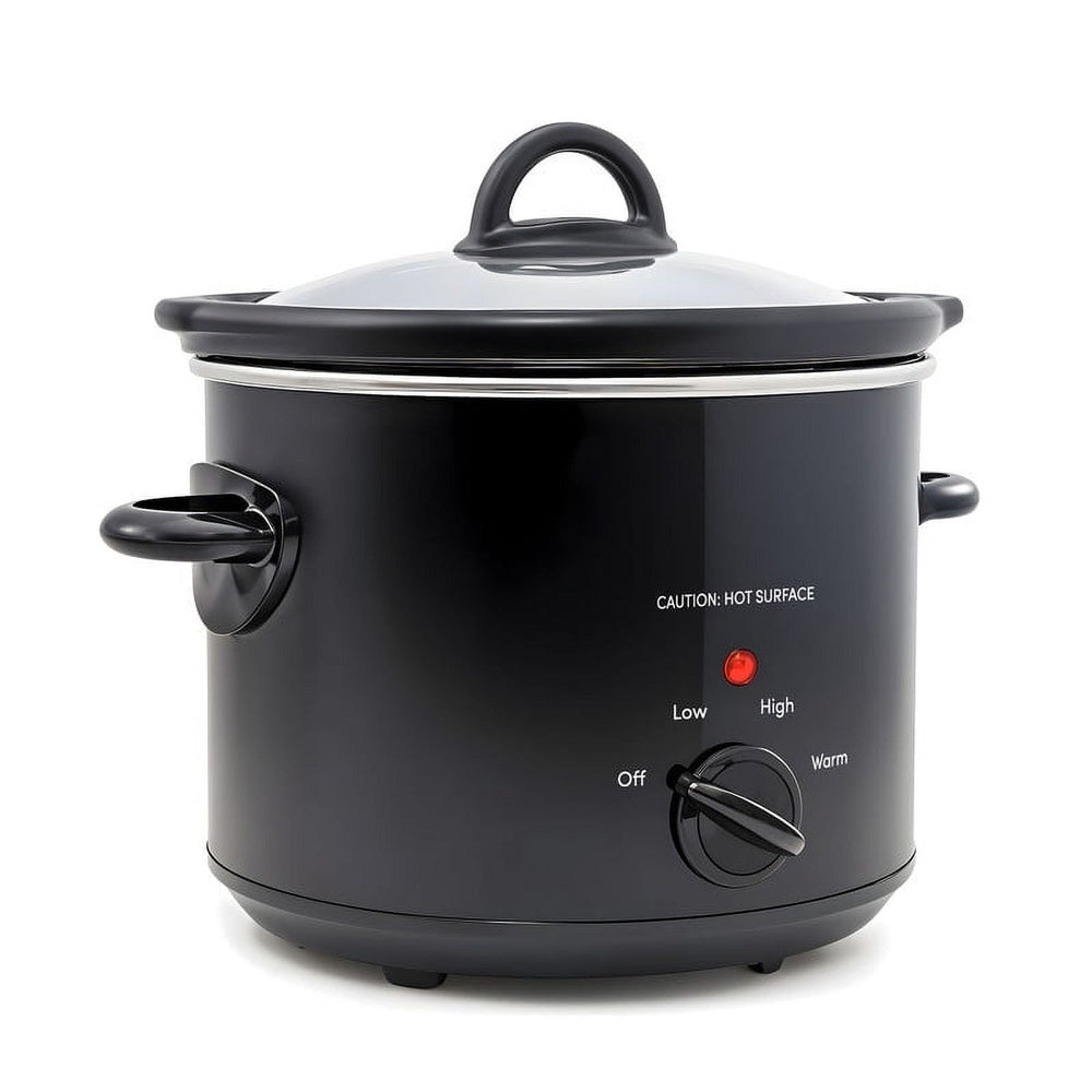 3Qt Slow Cooker Stoneware Pot with Glass Lid - Kitchen Essential for S ...