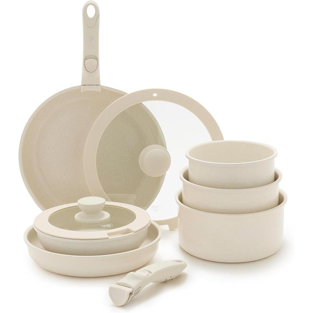 Ceramic Nonstick Cookware Set, Space - Saving & Toxin - Free - Freshmarketz
