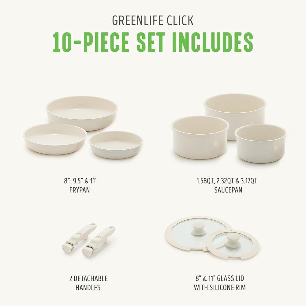 Ceramic Nonstick Cookware Set, Space - Saving & Toxin - Free - Freshmarketz