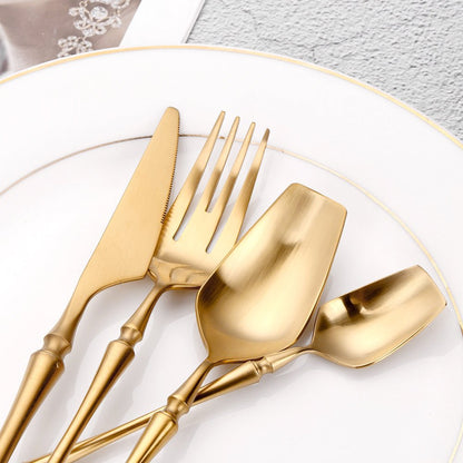Gold Cutlery Set, Stainless Steel Flatware - Elegant Tableware 16/24Pcs - Freshmarketz