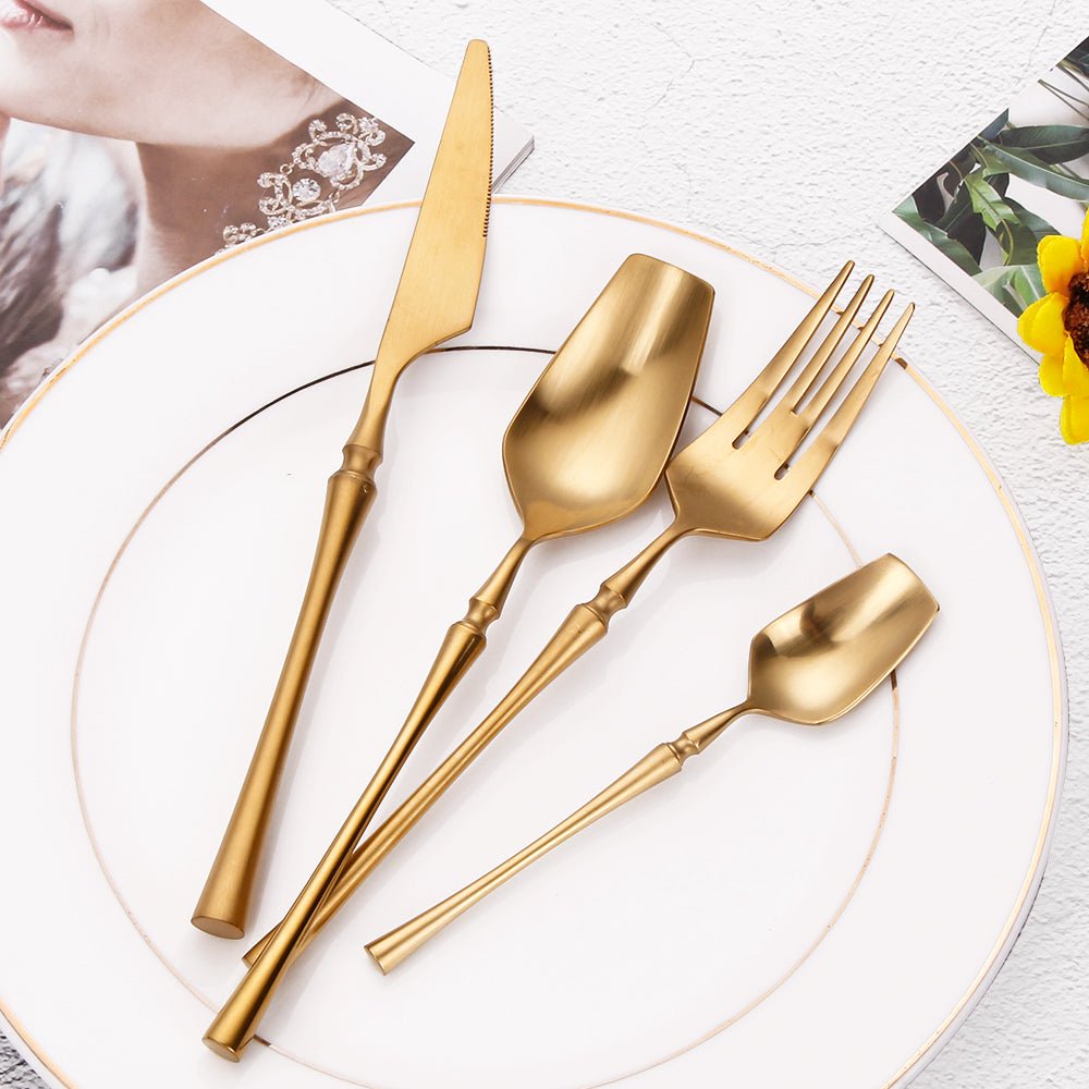Gold Cutlery Set, Stainless Steel Flatware - Elegant Tableware 16/24Pcs - Freshmarketz
