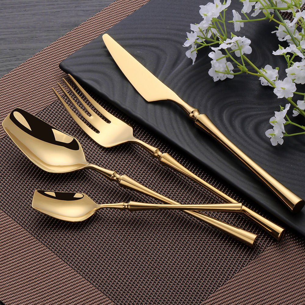 Gold Cutlery Set, Stainless Steel Flatware - Elegant Tableware 16/24Pcs - Freshmarketz