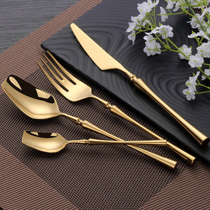 Gold Cutlery Set, Stainless Steel Flatware - Elegant Tableware 16/24Pcs - Freshmarketz