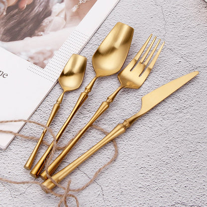 Gold Cutlery Set, Stainless Steel Flatware - Elegant Tableware 16/24Pcs - Freshmarketz
