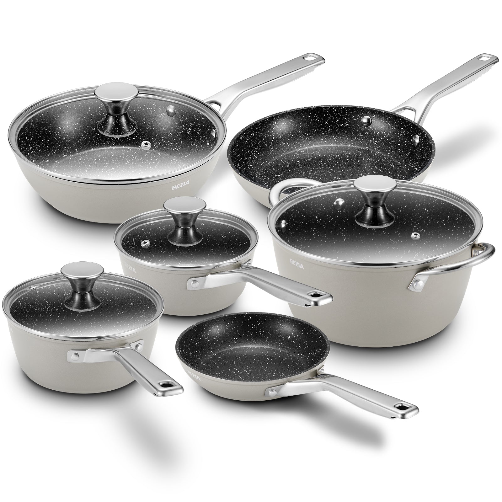 Induction Cookware Pots Set Nonstick - BEZIA 10 - Piece for All Stoves - Freshmarketz