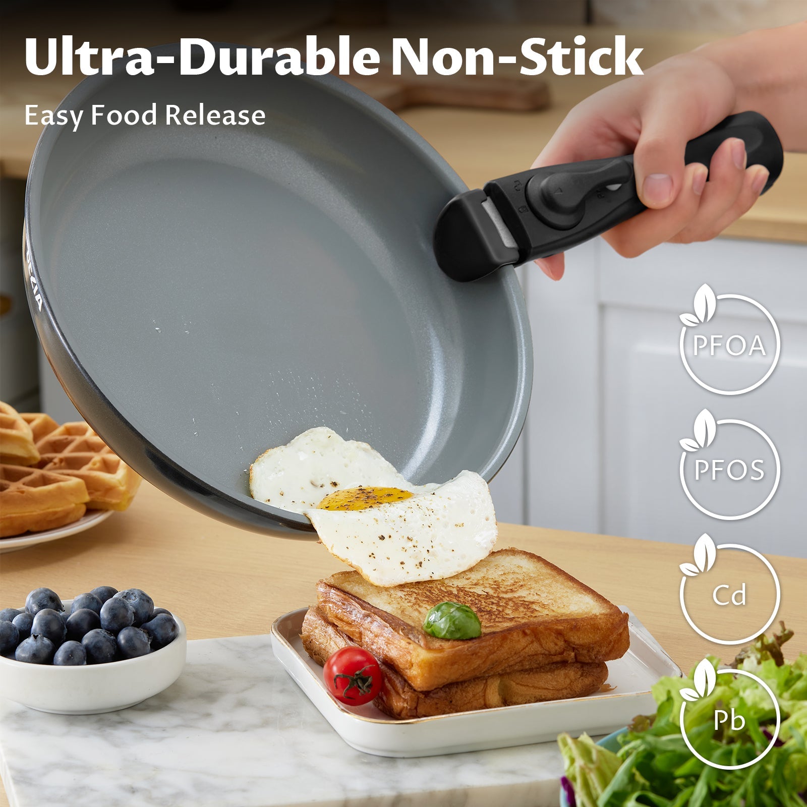 Induction Cookware Set: 13pc Detachable Handles, Nonstick Ceramic, Space - Saving Pots - Freshmarketz
