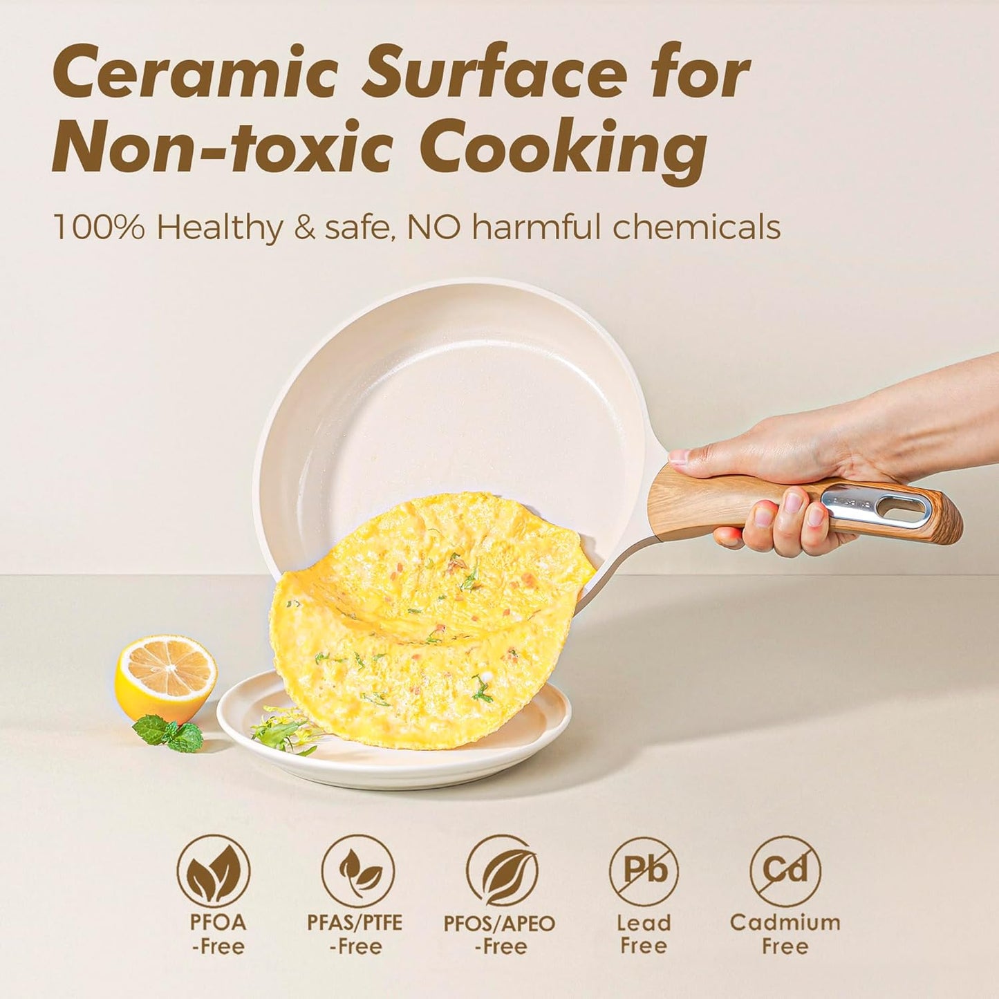Induction Safe Cookware Set, Ceramic Nonstick, Non - Toxic - Low - Fat Cooking Easy Clean Pots - Freshmarketz