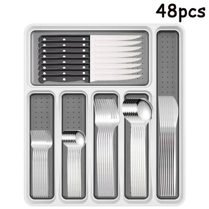 Stainless Steel Silverware Set - 6/24/30/48pcs Cutlery - Freshmarketz