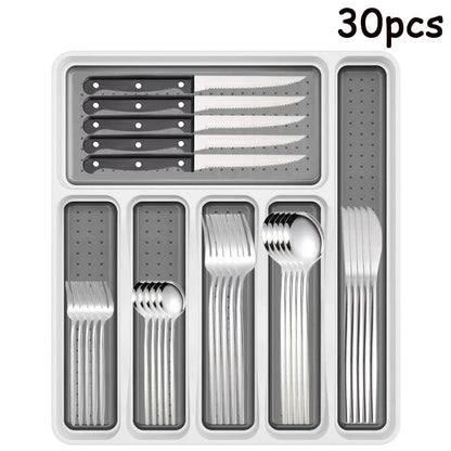 Stainless Steel Silverware Set - 6/24/30/48pcs Cutlery - Freshmarketz