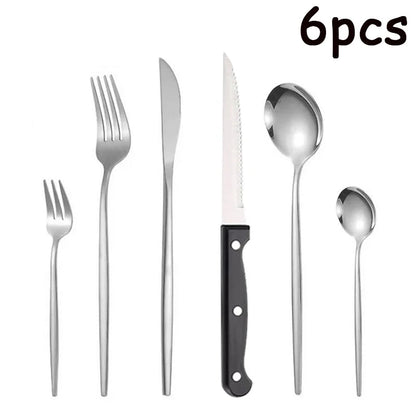 Stainless Steel Silverware Set - 6/24/30/48pcs Cutlery - Freshmarketz