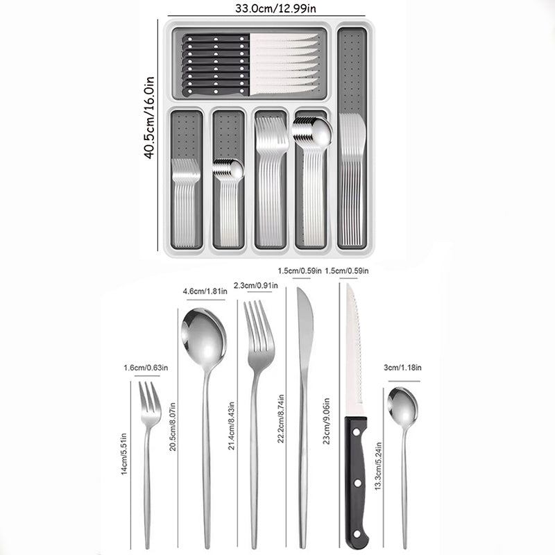 Stainless Steel Silverware Set - 6/24/30/48pcs Cutlery - Freshmarketz