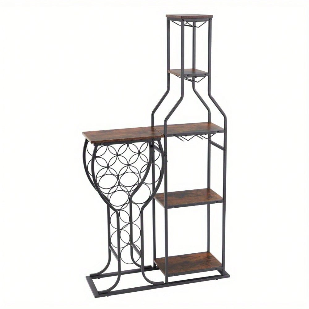 Wine Rack 11 - Bottle: 5 - Tier Freestanding with Glass Holder - Freshmarketz